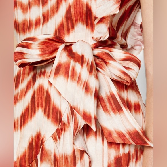 One Shoulder Linen Ruffle Dress - Picture 2 of 9